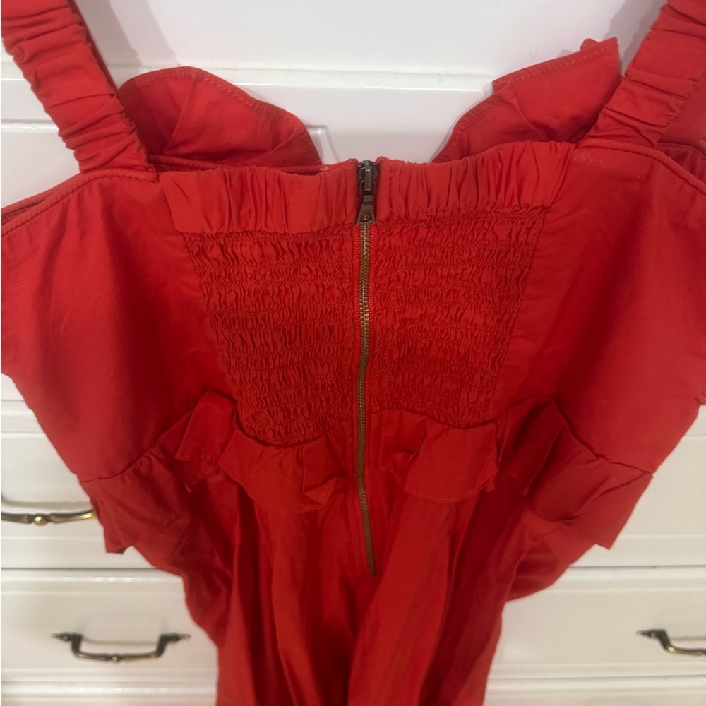 Sea Red Buttoned Spaghetti Strap Sundress - Picture 2 of 3